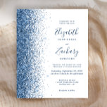 Budget Blue Imitats Glitzer Hochzeit Einladung<br><div class="desc">Die links Kulisse dieser modernen Hochzeitseinladung besticht durch einen blauen Glitzer mit Imitaten. Der anpassbare Text kombiniert blaue Handschrift,  Copperplate und kursiv Schriftart auf weißem Hintergrund. Die Rückseite weist ein passendes blaues Glitzer-Design auf.</div>
