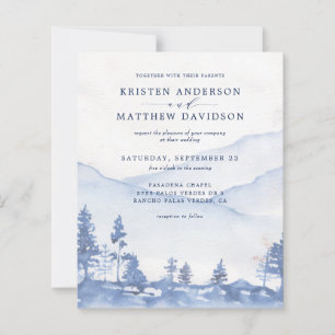Budget Blue Mountain Watercolor Hochzeit Einladung