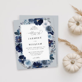 Budget Blue & Navy Floral auf Blue Gray Wedding