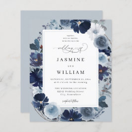 Budget Blue & Navy Floral on Dusty Blue Wedding