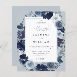 Budget Blue & Navy Floral on Dusty Blue Wedding