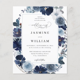 Budget Blue & Navy Floral Wedding Flyer