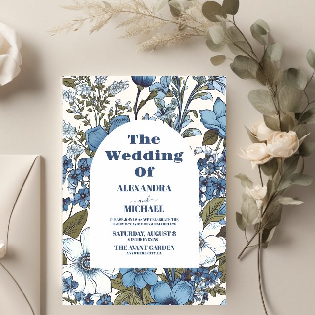 Budget Blue Periwinkle Wildflowers Wedding Flyer (Von Creator hochgeladen)