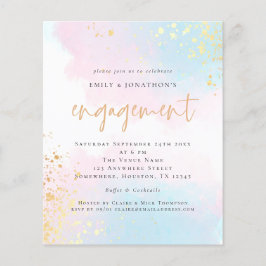Budget Blue Pink Watercolor Script-Verlobung