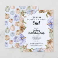 Budget Blue Pumpkins Boy Birthday Einladungen