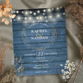 Budget Blue Rustic String Lights Wedite Einladung