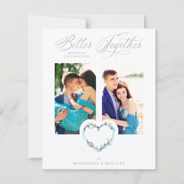 Budget Blue Shades Grey Floral Heart 2 Photos  (Vorderseite)