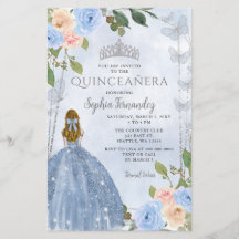 Budget Blue Silver Blumenprinzessin Quinceañera
