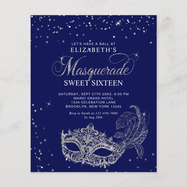 BUDGET Blue Silver Glitzer Masquerade Sweet 16 (Vorderseite)