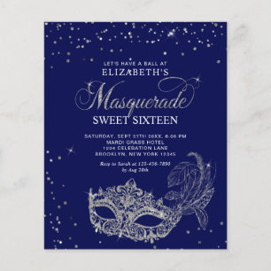BUDGET Blue Silver Glitzer Masquerade Sweet 16