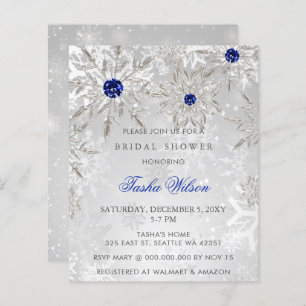 Budget Blue Snowflake Bridal Dusche Einladung