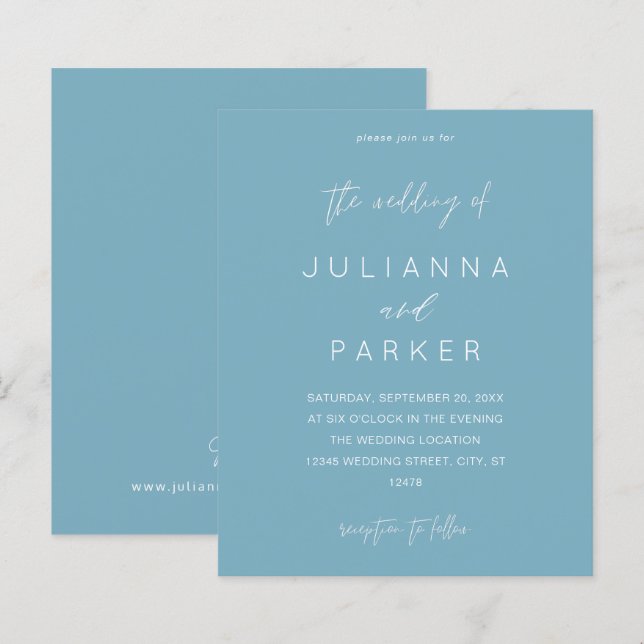 Budget Blue Summer MOD Calligraphy Wedding (Vorne/Hinten)