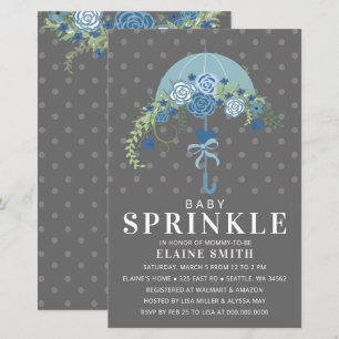 Budget Blue Umbrella Boy Baby Dusche Einladung