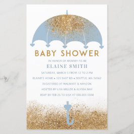 Budget Blue Umbrella Boy Baby Dusche Einladung