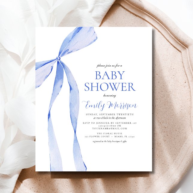 Budget Blue Watercolor Bow Boy Baby Dusche (Von Creator hochgeladen)
