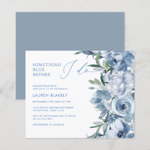 Budget Blue Watercolor Floral Brautparty Einladung