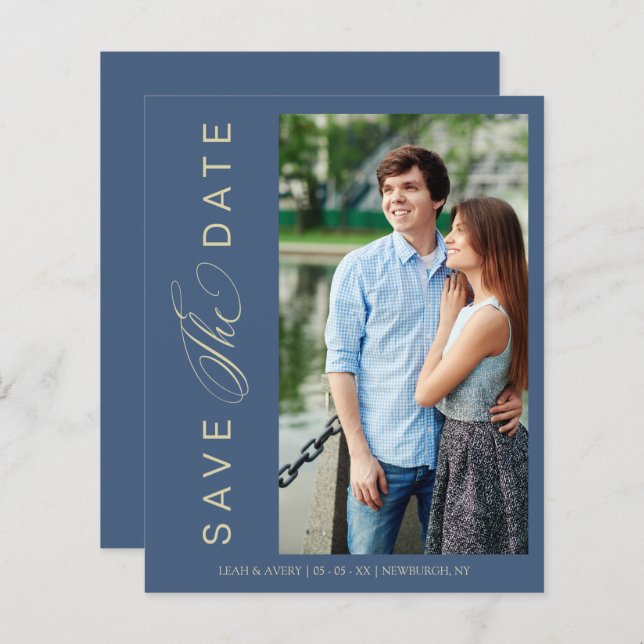 Budget Blue Wedding Foto Wimshical Script  (Vorne/Hinten)