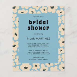 Budget Blue White Floral Bridal Dusche Einladung