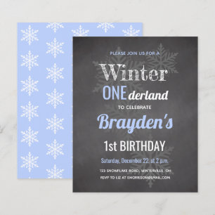 Budget Blue Winter Onederland Einladung zum 1. Geb