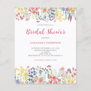 Budget-Blumen-Botanische-Braut-Party-Einladung Flyer