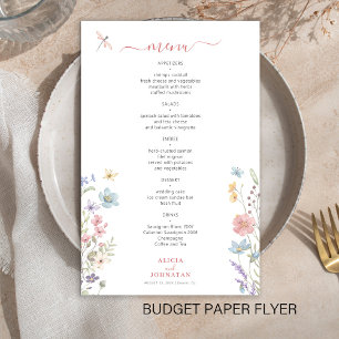 Budget-Blumen-elegantes-Hochzeitsmenü-Flugblatt Flyer