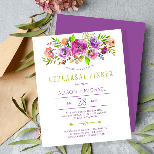 Budget-Blumen-Hochzeitsprobe-Dinner-Einladung