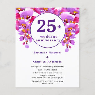 Budget-Blumen-Hochzeitstag-Einladung 25 Jahre
