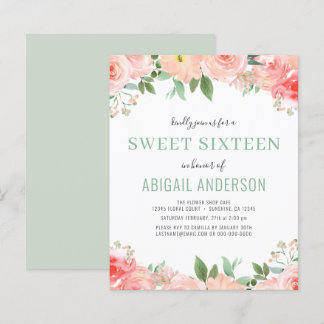 Budget Blumenbeutel Sweet 16 Geburtstag Einladung