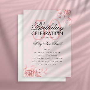 Budget Blumengeburt Rose Gold Einladung Blush