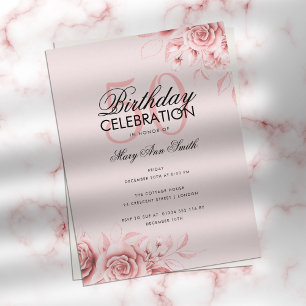 Budget Blumenglam Geburtstagsparty Rose Gold Blush Postkarte