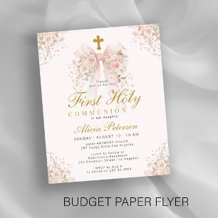 Budget-Blumenmädchen-Erstkommunion-Einladung Flyer