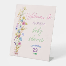 Budget Blumenrosa Babydusche Begrüßungszeichen Sockelschild