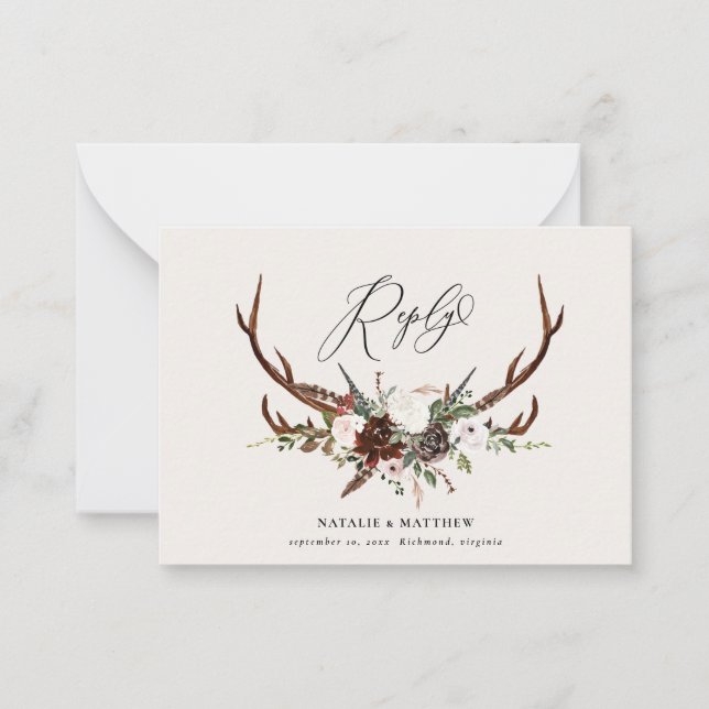 Budget Blumenzwiebelstich Antwort RSVP Karte (Vorderseite)