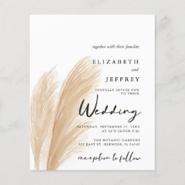 Budget Blush Boho Pampas Hochzeitseinladung