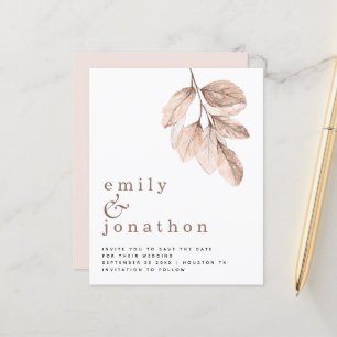 Budget Blush feuilles Mariage Enregistrer La Date