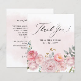Budget Blush Floral Mariage Carte de remerciements