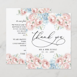 Budget Blush Floral Wedding Danke Karte