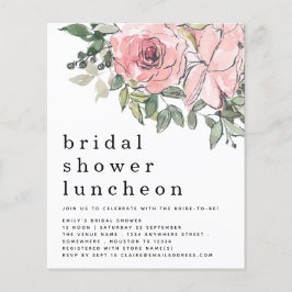 Budget Blush Florals Brautparty Luncheon Einladung