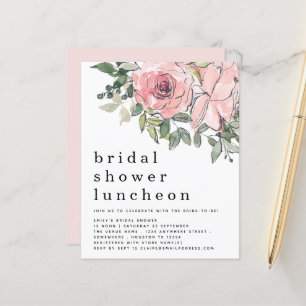 Budget Blush Florals Brautparty Luncheon Einladung