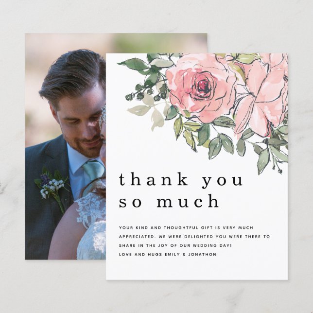 Budget Blush Florals New Foto Vielen Dank (Vorne/Hinten)