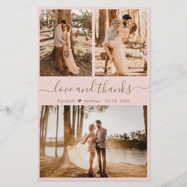 Budget Blush Foto Collage Wedding Danke Flyer (Vorne)
