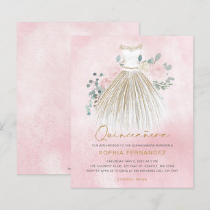 Budget Blush Gold Glitzer Dress Quinceañera Einlad