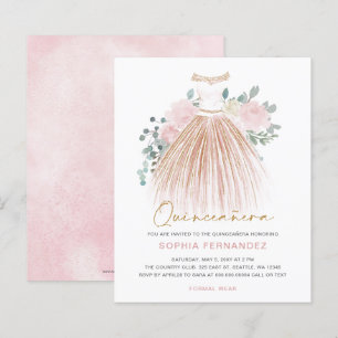 Budget Blush Gold Glitzer Dress Quinceañera Einlad