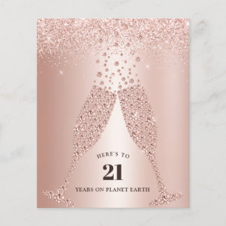 Budget Blush Pink Champagne 21st Birthday Invite
