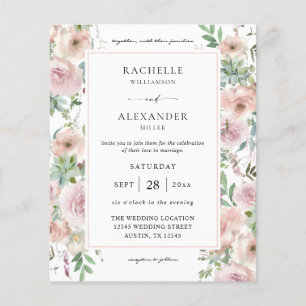 Budget Blush Pink Floral & Sukkulent Hochzeit 2 Flyer