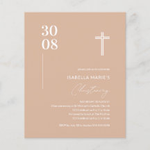 Budget Blush Pink Minimalistisch Christening Einla