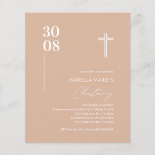 Budget Blush Pink Minimalistisch Christening Einla