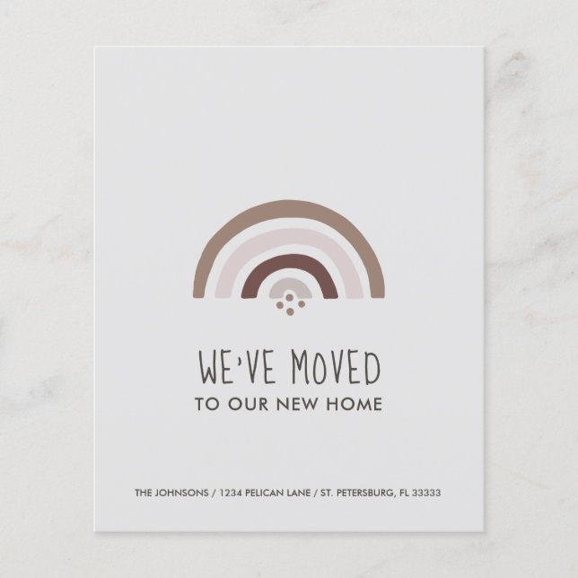 Budget Blush Taupe Rainbow New Address Card (Vorderseite)