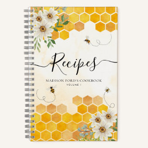 Budget-Blüten-Waben-Honigbiene-Rezept Notizbuch