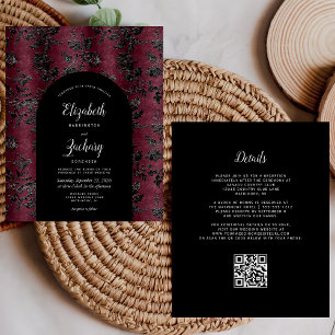 Budget Bogen Moody Burgund Schwarz QR-Code Hochzei